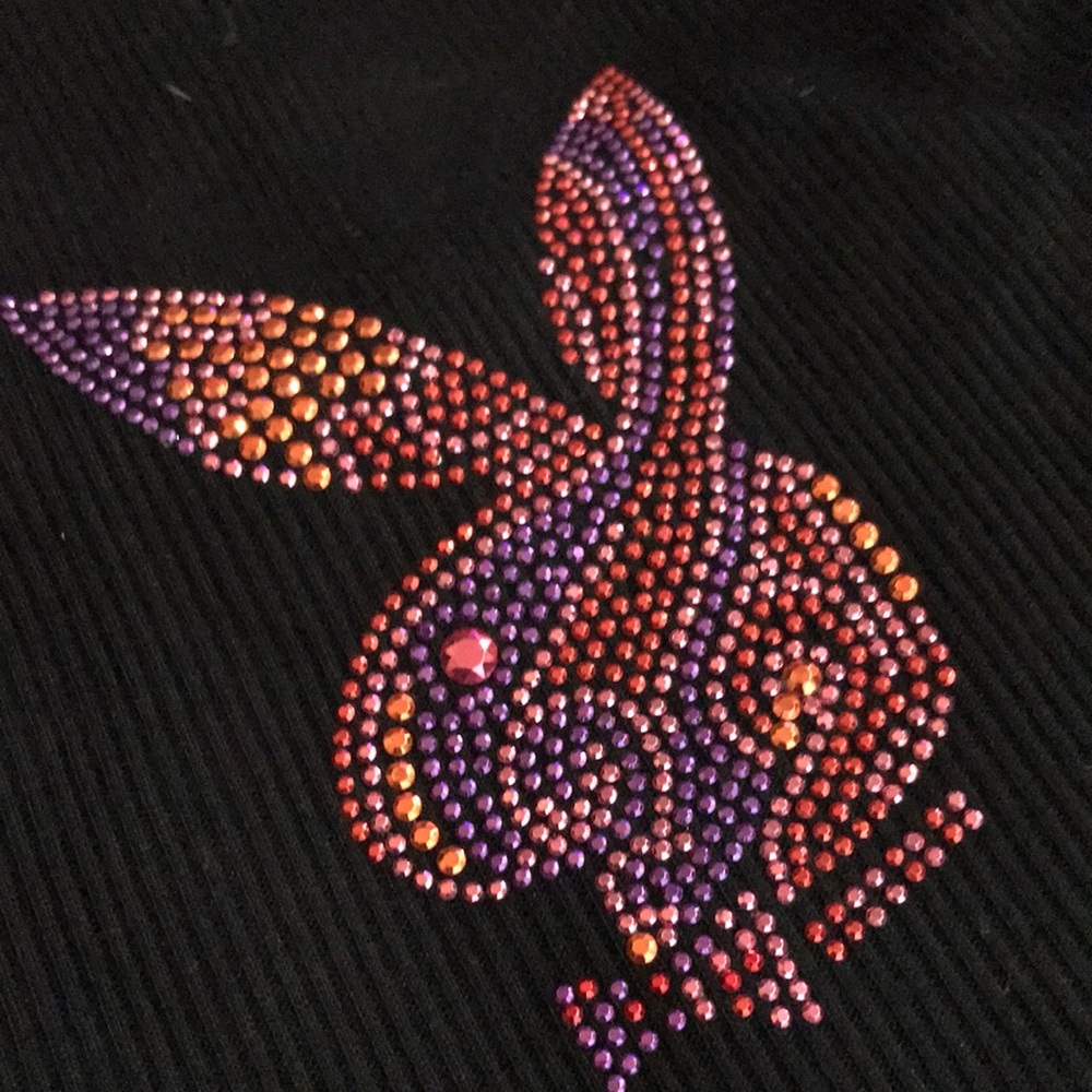 Playboy shirt dog pet sport black metallic bunny